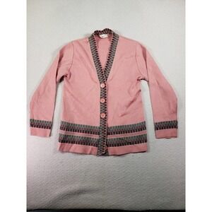 VTG Knit Sweater Womens Medium Pink High Sense Fashion Original Fine Cardigan